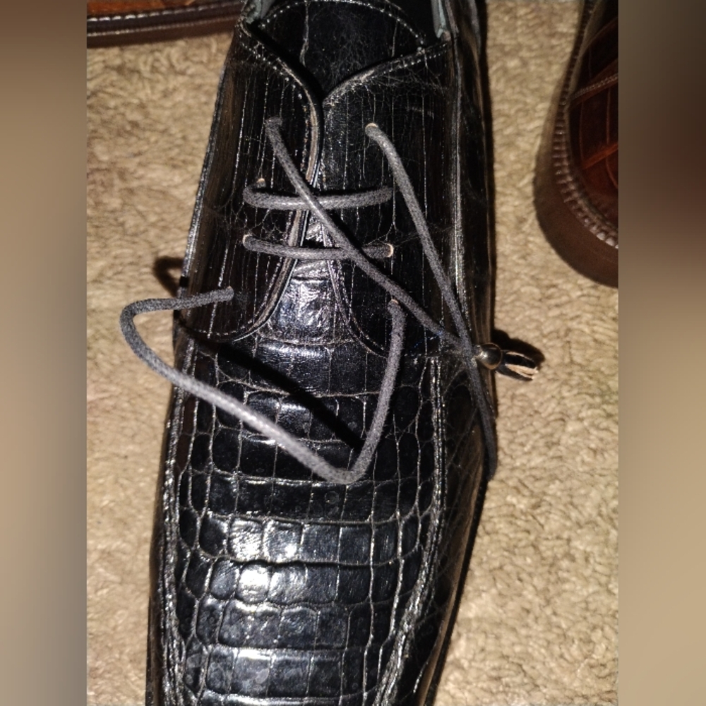 Black Crocodile Pattern Men's Shoe